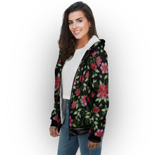 Load image into Gallery viewer, Red Beaded Rose Sherpa Hoodie hoodie Herman 
