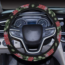 Load image into Gallery viewer, Red Beaded Rose Steering Wheel Cover with Elastic Edge Steering Wheel Cover with Elastic Edge e-joyer 
