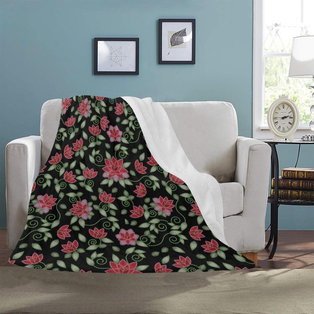 Red Beaded Rose Ultra-Soft Micro Fleece Blanket 50"x60" Ultra-Soft Blanket 50''x60'' e-joyer 