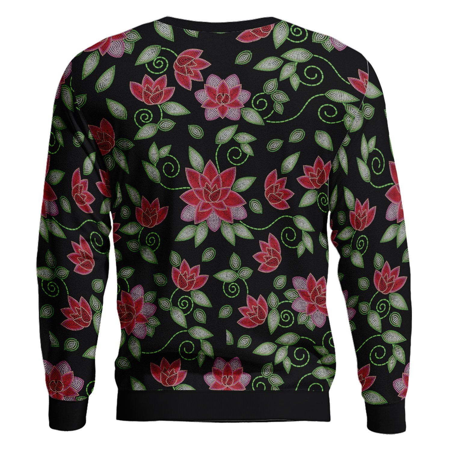 Red Beaded Rose Unisex Crewneck Long Sleeve Top 49 Dzine 