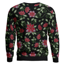 Load image into Gallery viewer, Red Beaded Rose Unisex Crewneck Long Sleeve Top 49 Dzine 
