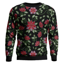 Load image into Gallery viewer, Red Beaded Rose Unisex Crewneck Long Sleeve Top 49 Dzine 
