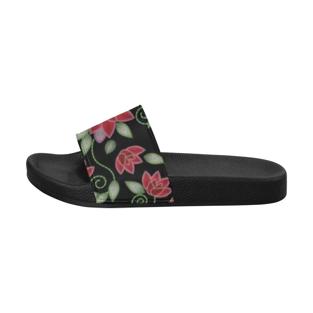 Red Beaded Rose Women's Slide Sandals (Model 057) Women's Slide Sandals (057) e-joyer 