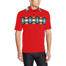 Load image into Gallery viewer, Red Blanket Strip - I Men&#39;s All Over Print Polo Shirt (Model T55) Men&#39;s Polo Shirt (Model T55) e-joyer 
