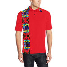 Load image into Gallery viewer, Red Blanket Strip Men&#39;s All Over Print Polo Shirt (Model T55) Men&#39;s Polo Shirt (Model T55) e-joyer 
