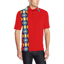 Load image into Gallery viewer, Red Blanket Strip Men&#39;s All Over Print Polo Shirt (Model T55) Men&#39;s Polo Shirt (Model T55) e-joyer 
