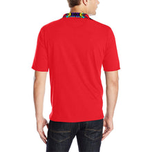 Load image into Gallery viewer, Red Blanket Strip Men&#39;s All Over Print Polo Shirt (Model T55) Men&#39;s Polo Shirt (Model T55) e-joyer 
