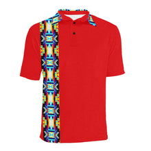 Load image into Gallery viewer, Red Blanket Strip Men&#39;s All Over Print Polo Shirt (Model T55) Men&#39;s Polo Shirt (Model T55) e-joyer 
