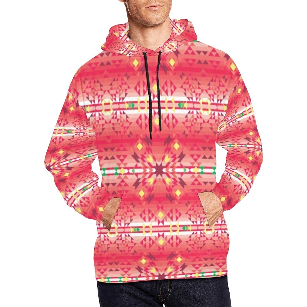 Red Pink Star All Over Print Hoodie for Men (USA Size) (Model H13) All Over Print Hoodie for Men (H13) e-joyer 