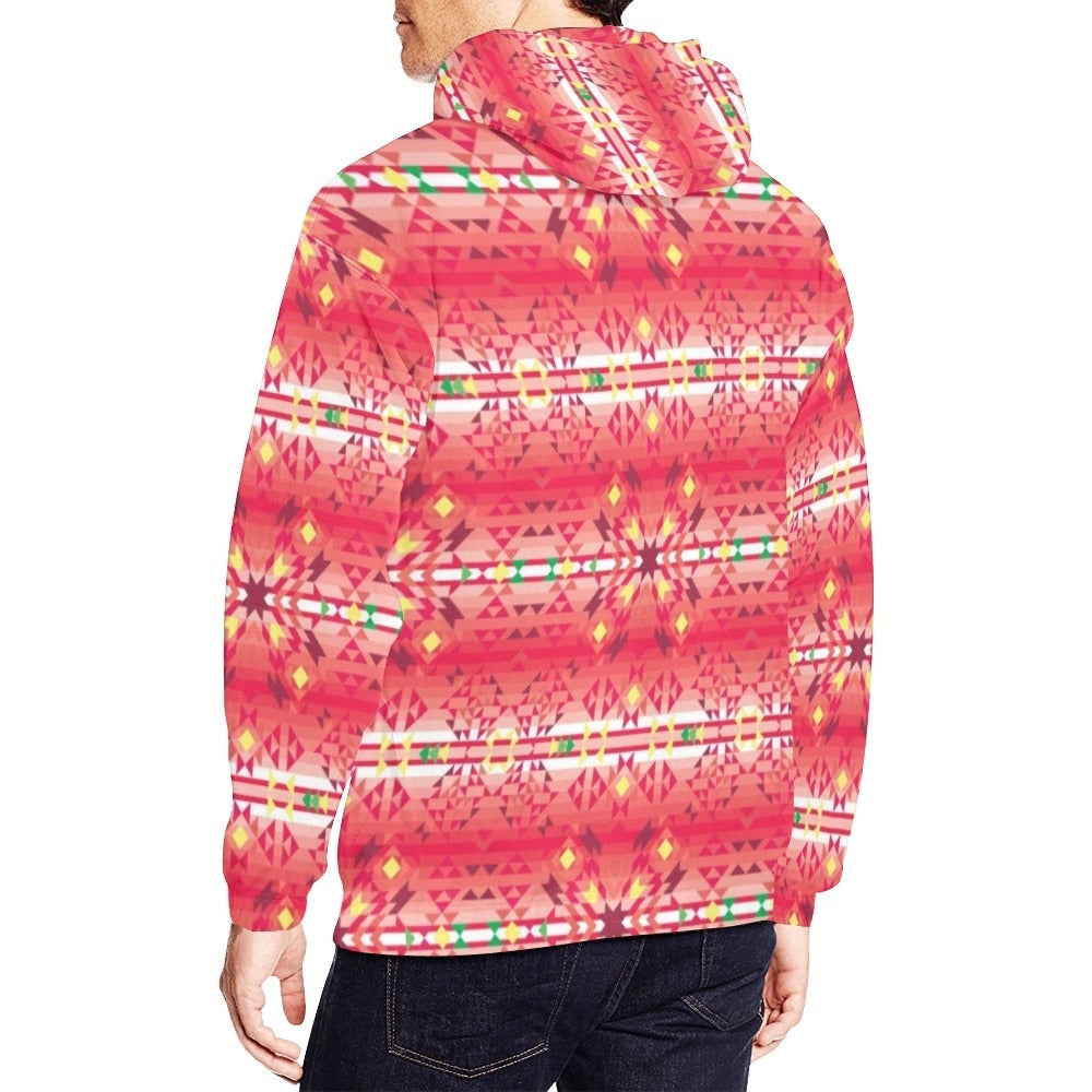 Red Pink Star All Over Print Hoodie for Men (USA Size) (Model H13) All Over Print Hoodie for Men (H13) e-joyer 