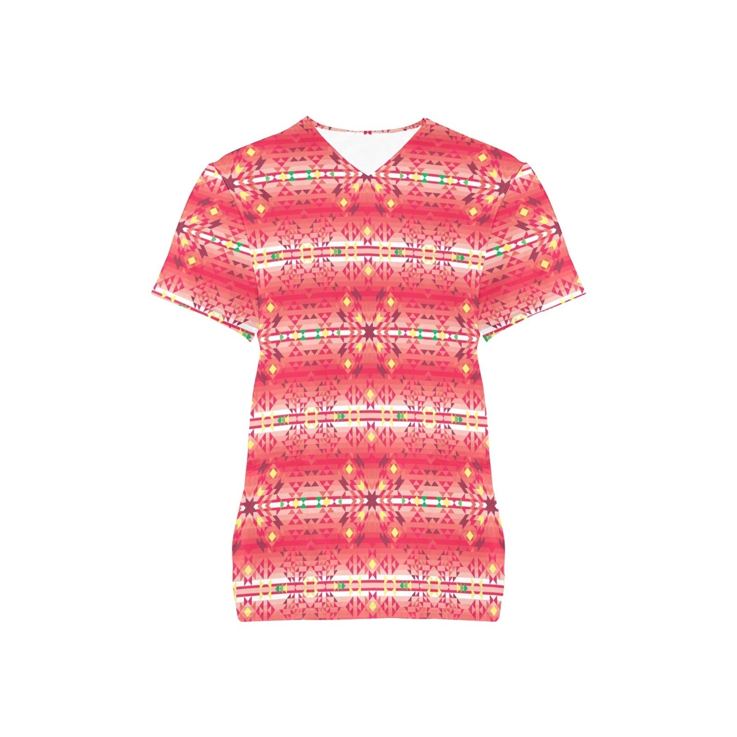 Red Pink Star All Over Print Scrub Top Scrub Top e-joyer 