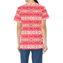 Load image into Gallery viewer, Red Pink Star All Over Print Scrub Top Scrub Top e-joyer 
