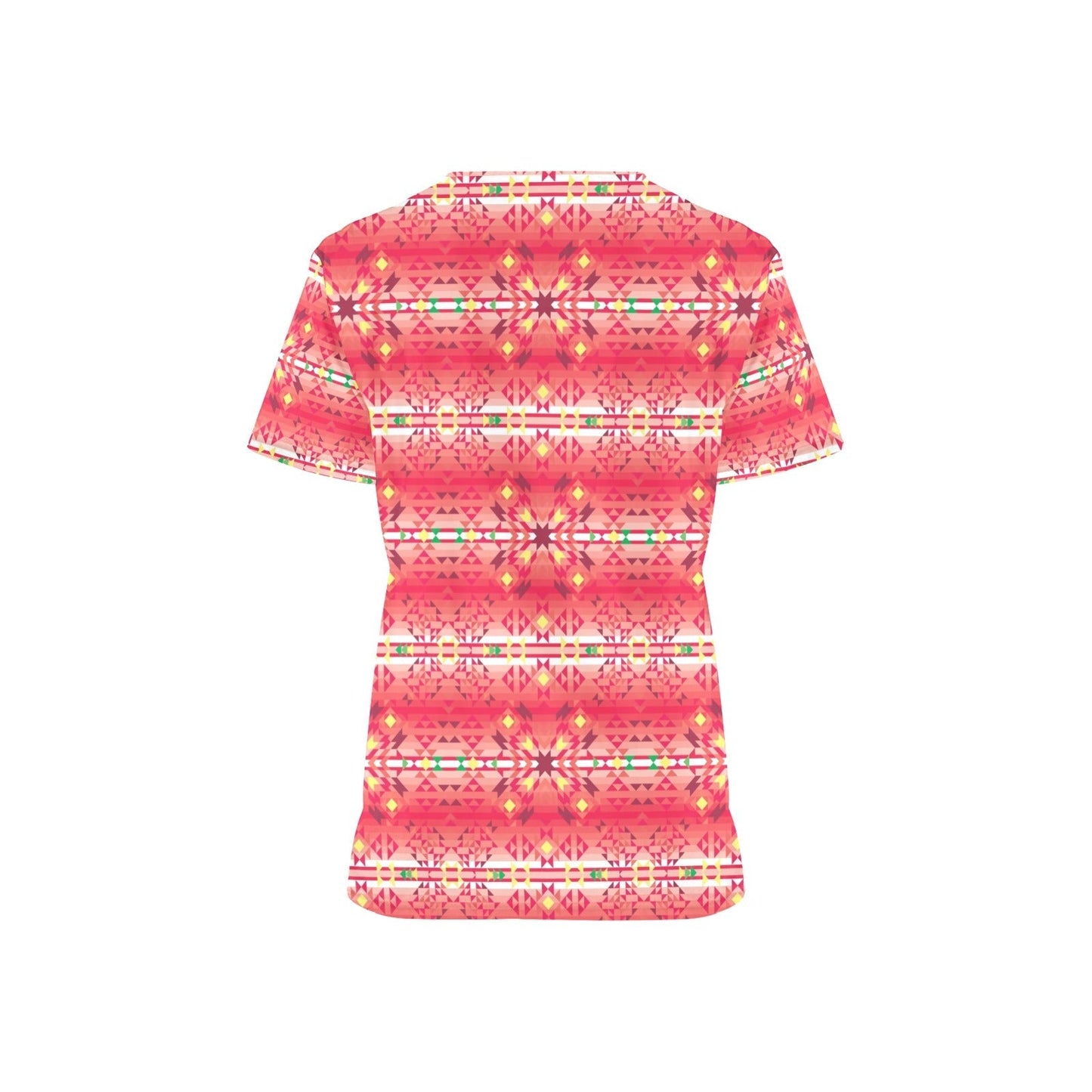 Red Pink Star All Over Print Scrub Top Scrub Top e-joyer 