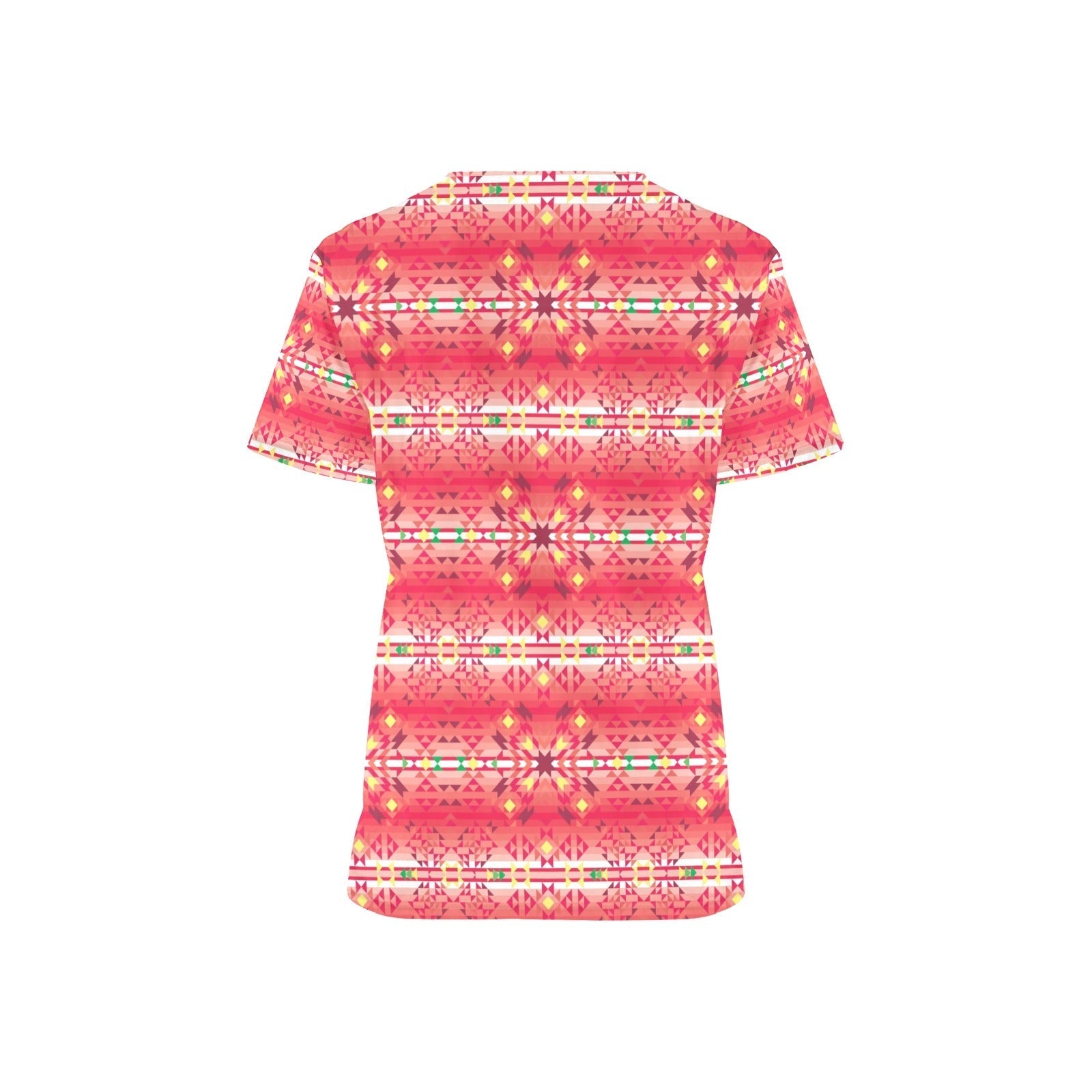 Red Pink Star All Over Print Scrub Top Scrub Top e-joyer 