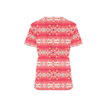 Load image into Gallery viewer, Red Pink Star All Over Print Scrub Top Scrub Top e-joyer 
