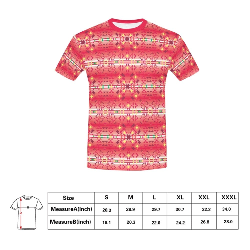 Red Pink Star All Over Print T-Shirt for Men (USA Size) (Model T40) All Over Print T-Shirt for Men (T40) e-joyer 