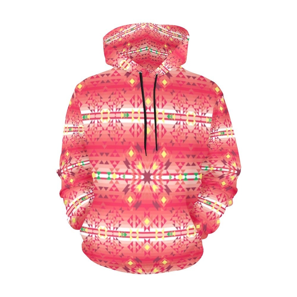 Red Pink Star Hoodie for Men by 49 Dzine