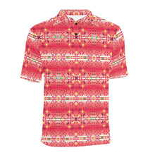 Load image into Gallery viewer, Red Pink Star Men&#39;s All Over Print Polo Shirt (Model T55) Men&#39;s Polo Shirt (Model T55) e-joyer 
