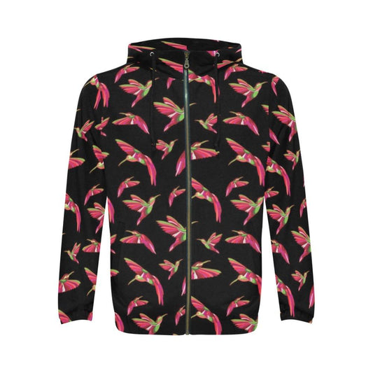 Red Swift Colourful Black All Over Print Full Zip Hoodie for Men (Model H14) All Over Print Full Zip Hoodie for Men (H14) e-joyer 