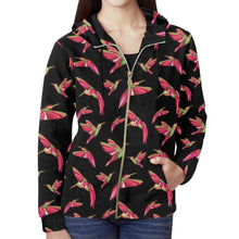 Load image into Gallery viewer, Red Swift Colourful Black All Over Print Full Zip Hoodie for Women (Model H14) All Over Print Full Zip Hoodie for Women (H14) e-joyer 
