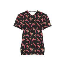 Load image into Gallery viewer, Red Swift Colourful Black All Over Print Scrub Top Scrub Top e-joyer 
