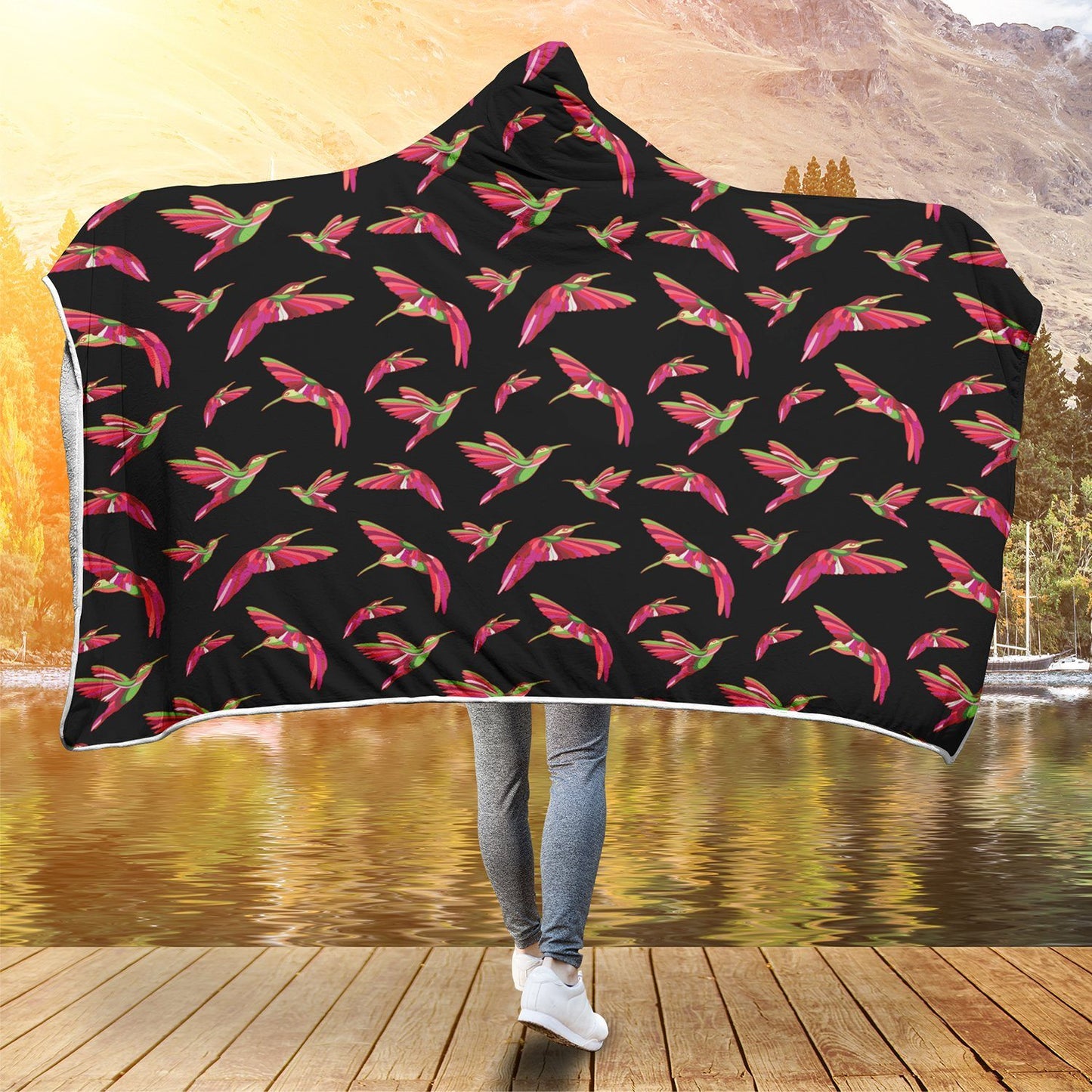 Red Swift Colourful Black Hooded Blanket blanket 49 Dzine 