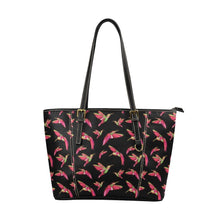 Load image into Gallery viewer, Red Swift Colourful Black Leather Tote Bag/Large (Model 1640) Leather Tote Bag (1640) e-joyer 
