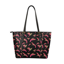 Load image into Gallery viewer, Red Swift Colourful Black Leather Tote Bag/Large (Model 1640) Leather Tote Bag (1640) e-joyer 
