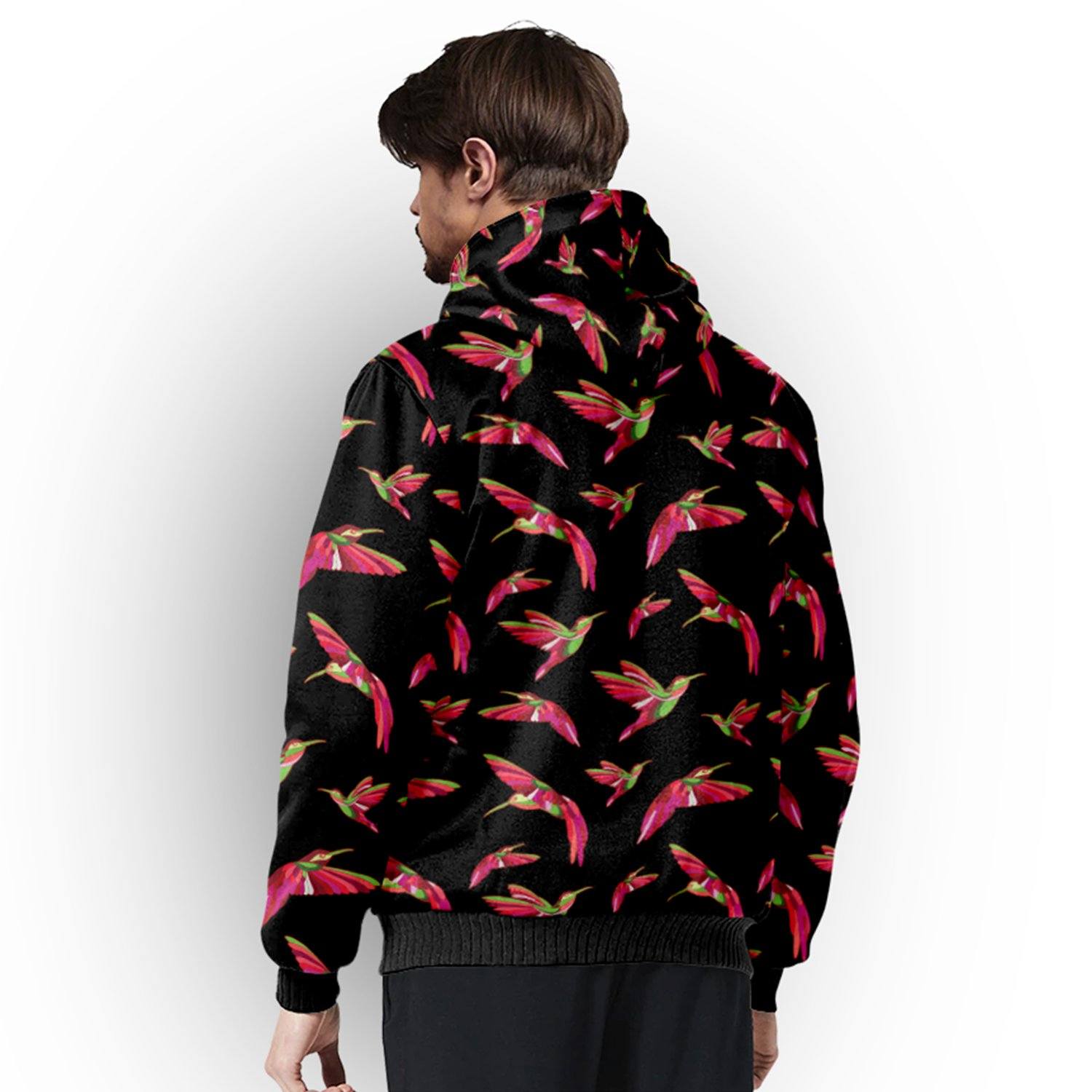 Red Swift Colourful Black Sherpa Hoodie hoodie Herman 