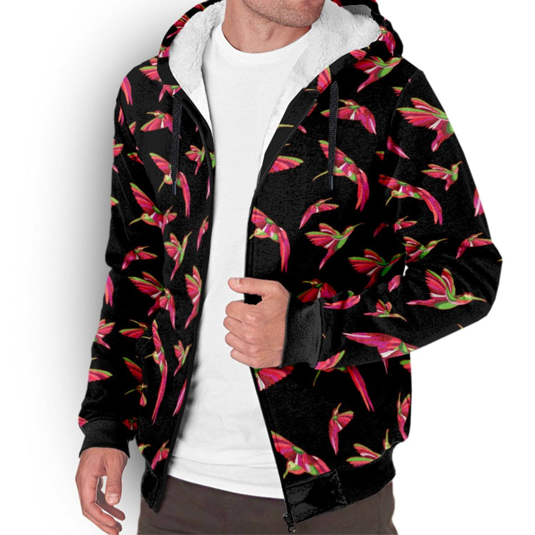 Red Swift Colourful Black Sherpa Hoodie hoodie Herman 