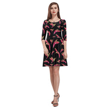 Load image into Gallery viewer, Red Swift Colourful Black Tethys Half-Sleeve Skater Dress(Model D20) Tethys Half-Sleeve Skater Dress (D20) e-joyer 
