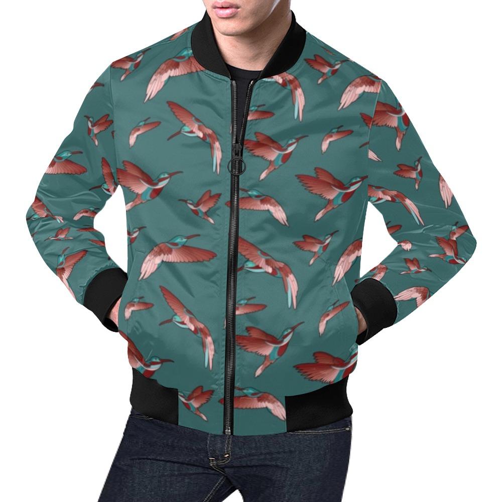 Red Swift Turquoise All Over Print Bomber Jacket for Men (Model H19) All Over Print Bomber Jacket for Men (H19) e-joyer 