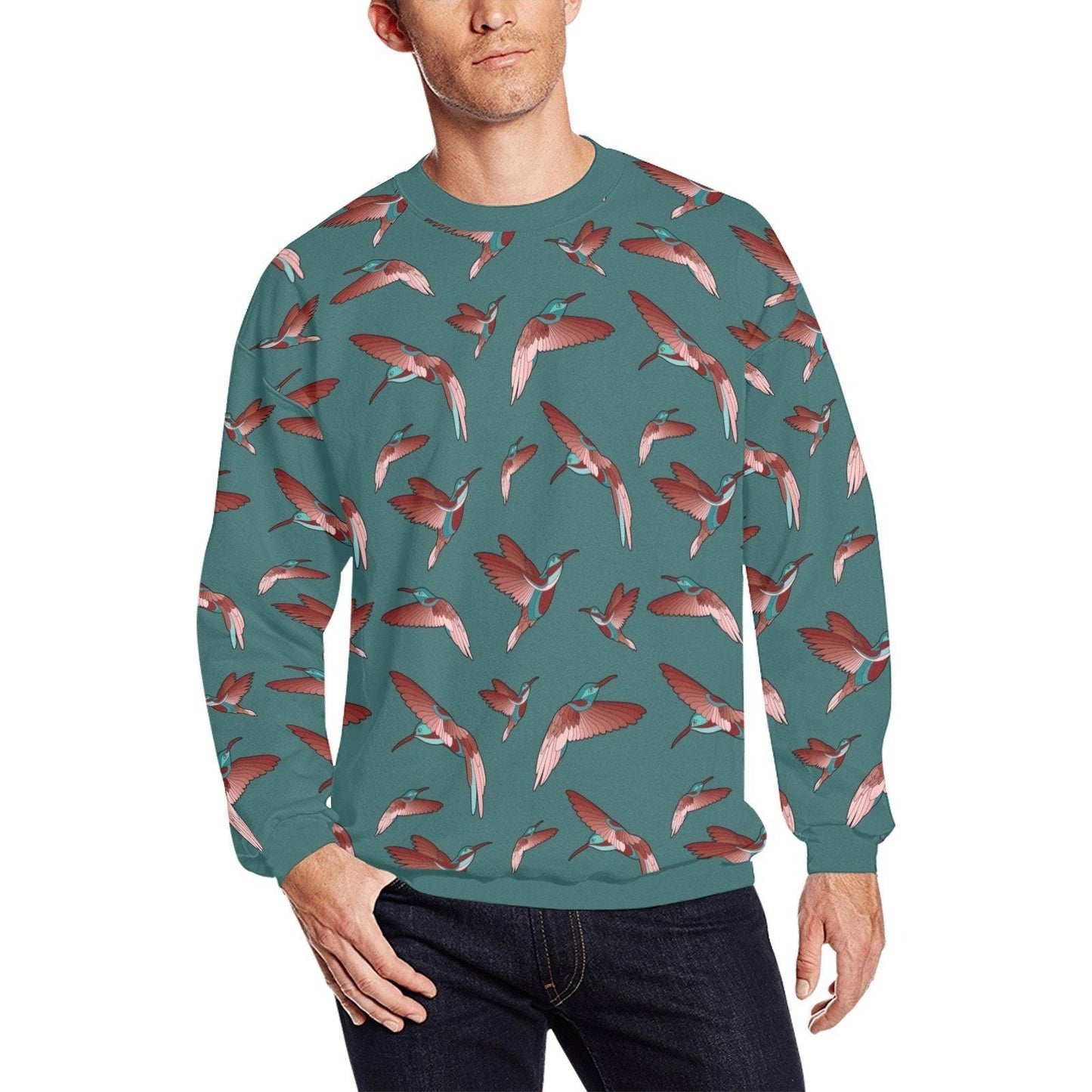 Red Swift Turquoise All Over Print Crewneck Sweatshirt for Men (Model H18) shirt e-joyer 