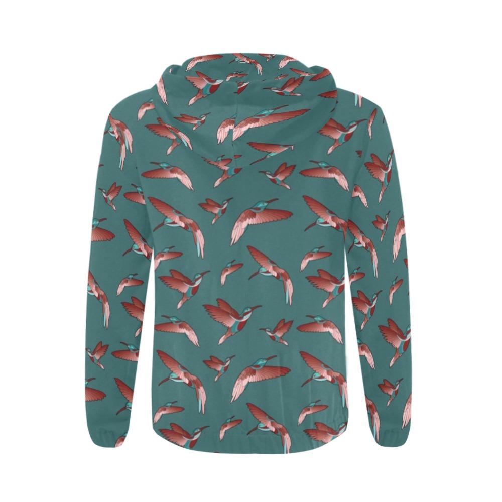 Red Swift Turquoise All Over Print Full Zip Hoodie for Men (Model H14) All Over Print Full Zip Hoodie for Men (H14) e-joyer 