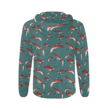 Load image into Gallery viewer, Red Swift Turquoise All Over Print Full Zip Hoodie for Men (Model H14) All Over Print Full Zip Hoodie for Men (H14) e-joyer 
