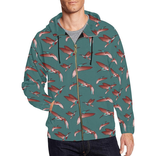 Red Swift Turquoise All Over Print Full Zip Hoodie for Men (Model H14) All Over Print Full Zip Hoodie for Men (H14) e-joyer 