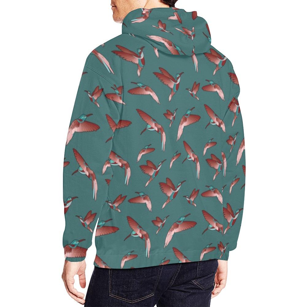 Red Swift Turquoise All Over Print Hoodie for Men (USA Size) (Model H13) All Over Print Hoodie for Men (H13) e-joyer 
