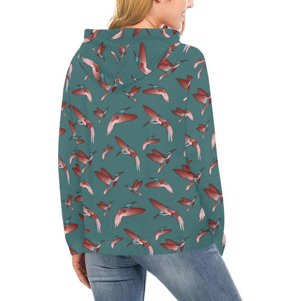 Red Swift Turquoise All Over Print Hoodie for Women (USA Size) (Model H13) All Over Print Hoodie for Women (H13) e-joyer 