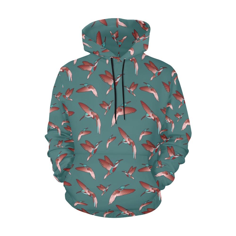 Red Swift Turquoise All Over Print Hoodie for Women (USA Size) (Model H13) All Over Print Hoodie for Women (H13) e-joyer 