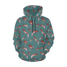 Load image into Gallery viewer, Red Swift Turquoise All Over Print Hoodie for Women (USA Size) (Model H13) All Over Print Hoodie for Women (H13) e-joyer 
