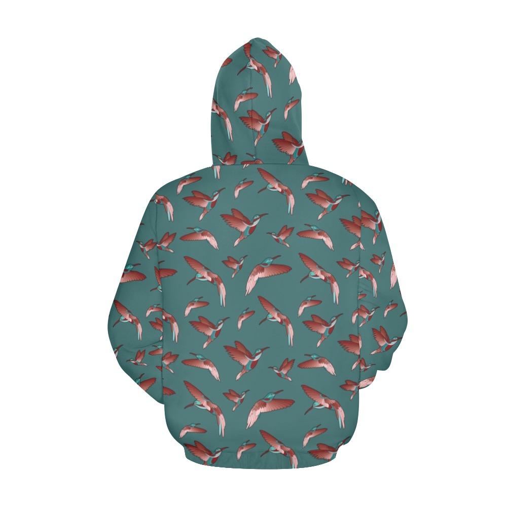 Red Swift Turquoise All Over Print Hoodie for Women (USA Size) (Model H13) All Over Print Hoodie for Women (H13) e-joyer 