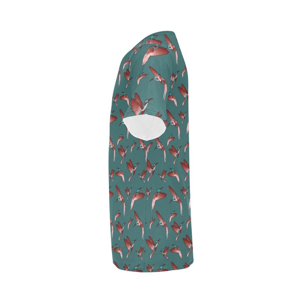 Red Swift Turquoise All Over Print T-Shirt for Men (USA Size) (Model T40) All Over Print T-Shirt for Men (T40) e-joyer 