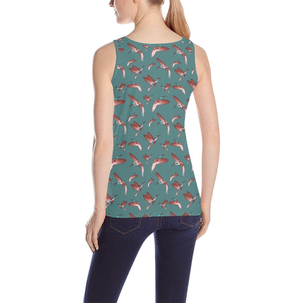 Red Swift Turquoise All Over Print Tank Top for Women (Model T43) All Over Print Tank Top for Women (T43) e-joyer 