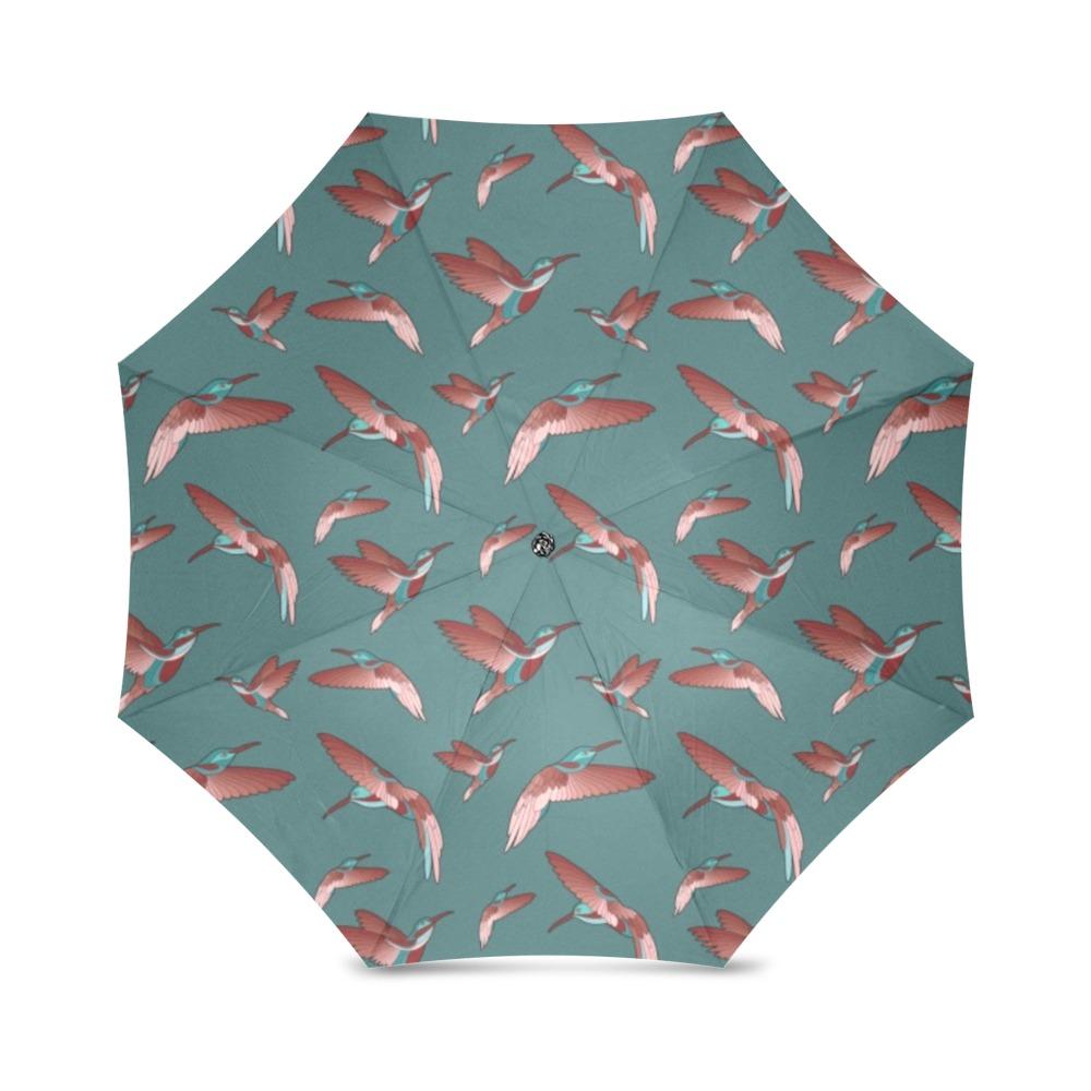 Red Swift Turquoise Foldable Umbrella (Model U01) Foldable Umbrella e-joyer 