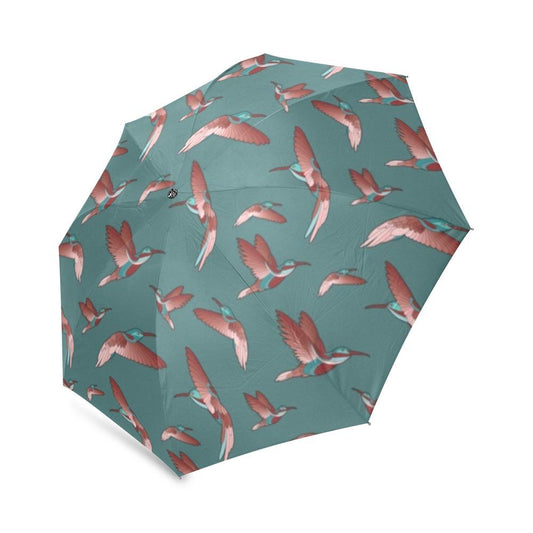 Red Swift Turquoise Foldable Umbrella (Model U01) Foldable Umbrella e-joyer 