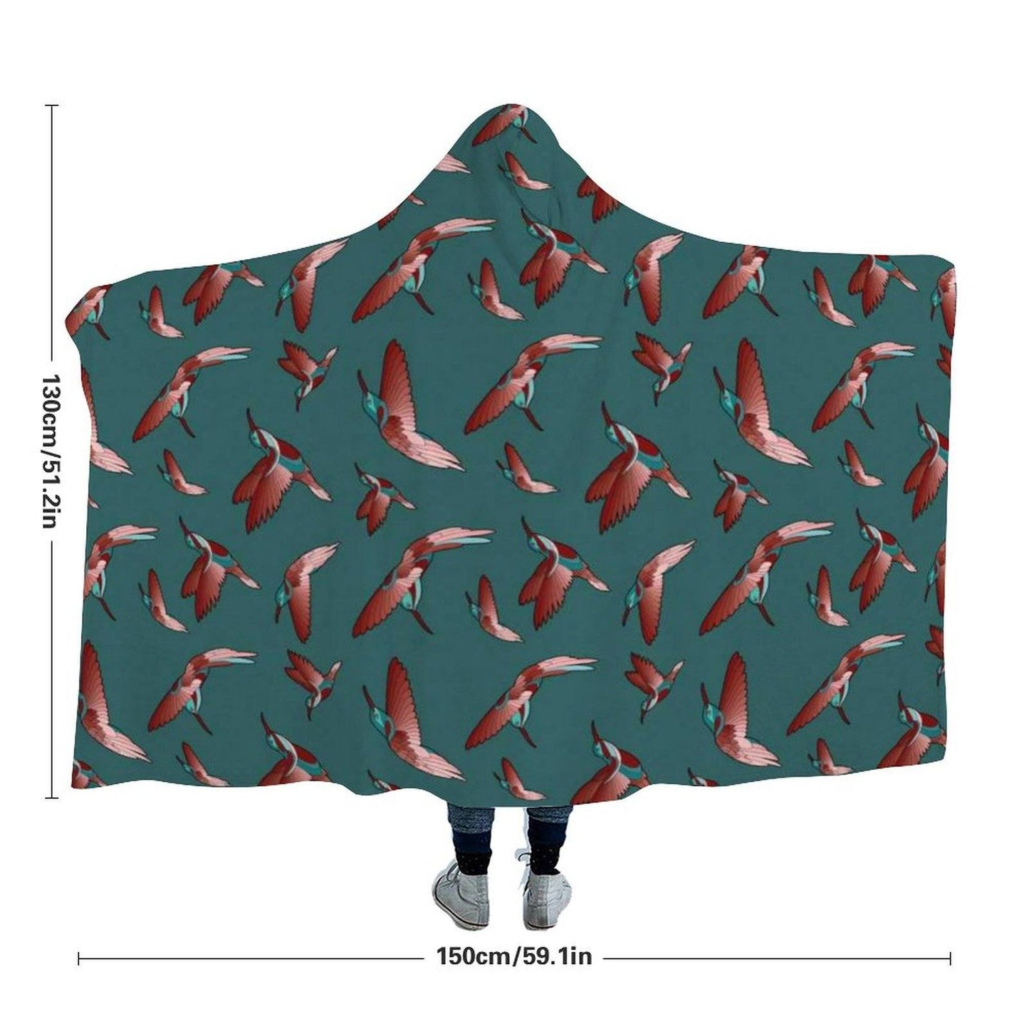 Red Swift Turquoise Hooded Blanket blanket 49 Dzine 