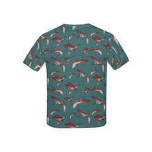 Load image into Gallery viewer, Red Swift Turquoise Kids&#39; All Over Print T-shirt (USA Size) (Model T40) All Over Print T-shirt for Kid (T40) e-joyer 
