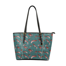 Load image into Gallery viewer, Red Swift Turquoise Leather Tote Bag/Large (Model 1640) Leather Tote Bag (1640) e-joyer 
