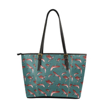 Load image into Gallery viewer, Red Swift Turquoise Leather Tote Bag/Large (Model 1640) Leather Tote Bag (1640) e-joyer 
