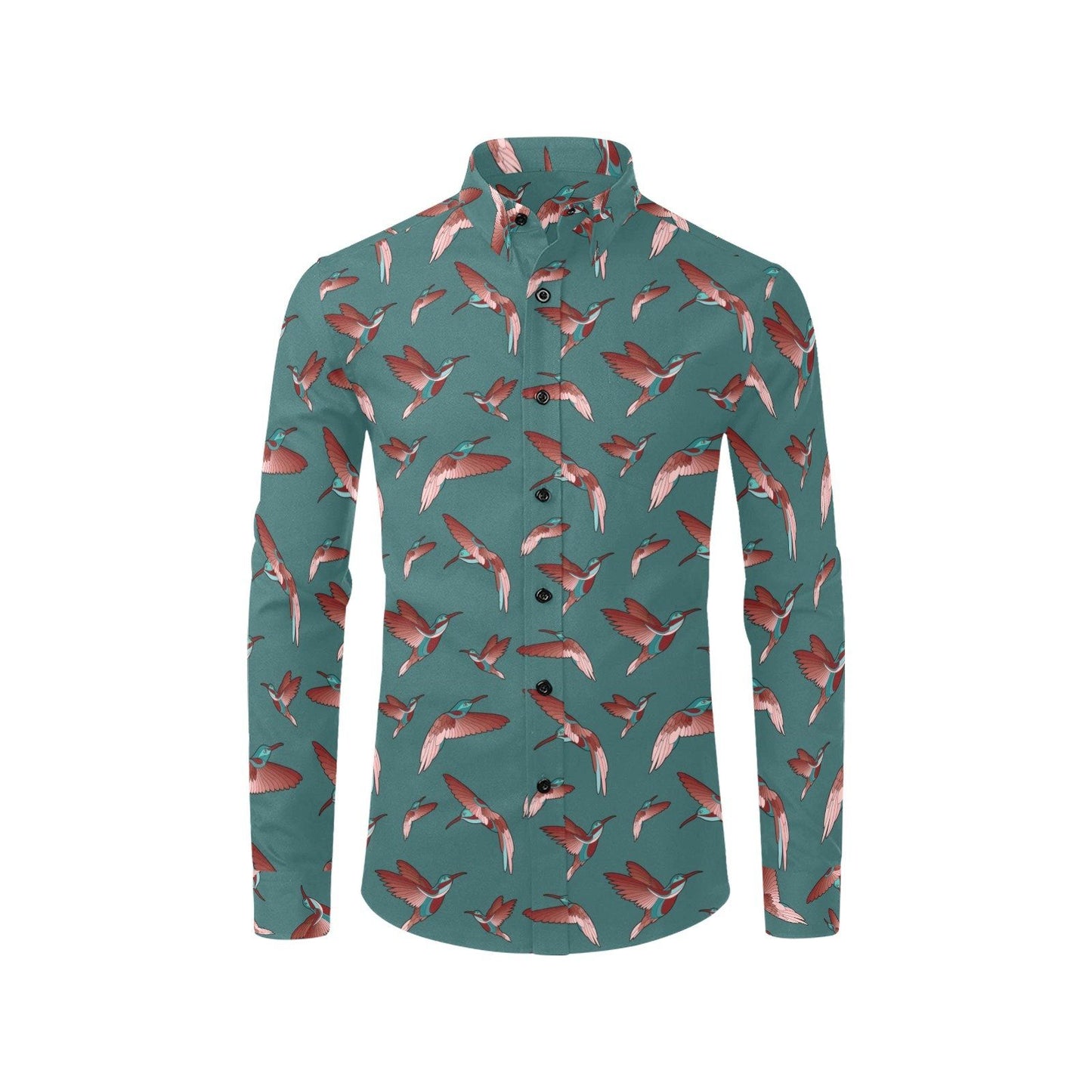 Red Swift Turquoise Men's All Over Print Casual Dress Shirt (Model T61) Men's Dress Shirt (T61) e-joyer 